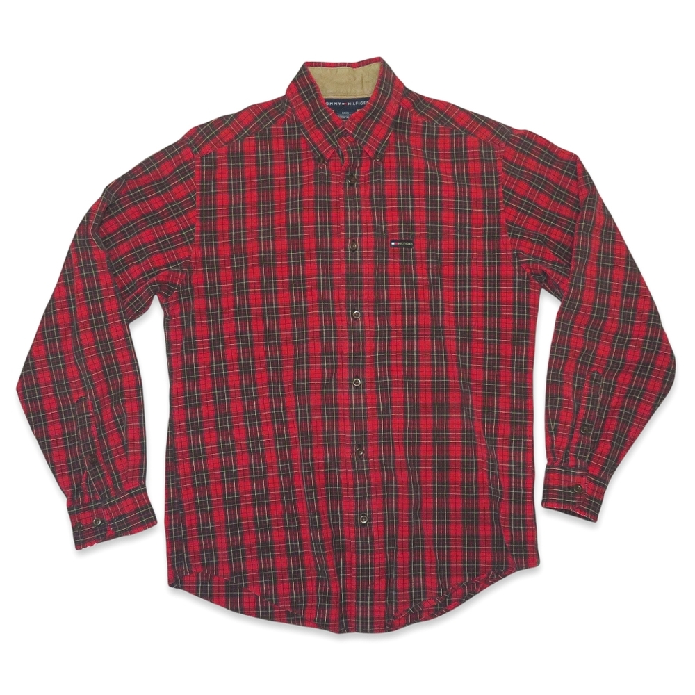 Tommy Hilfiger Shirt Flannel Button Down Vintage Y2K Mens 2000 S Small